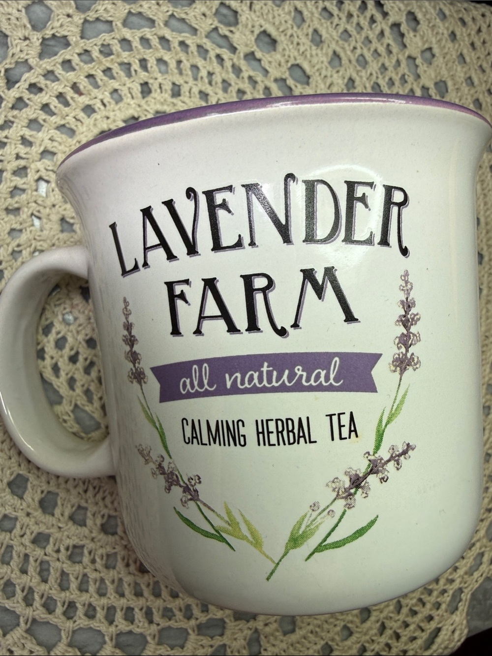 Open Road Brands Lavender Farm Cream Mug with Purple Accents